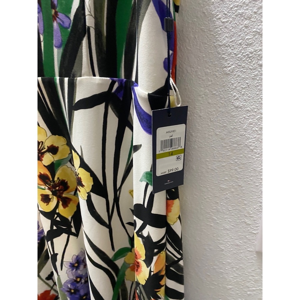 Tommy Hilfiger  Women's 14 Floral Print V Neck‎ Sleeveless Midi Dress  NWT - Picture 3 of 10